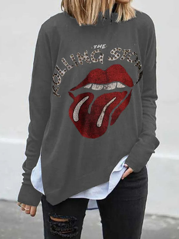 Womens Casual Letter Print Sweatshirt