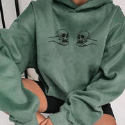 Hooded Fashion Long Sleeve Loose Skull Pullover Sweatshirt