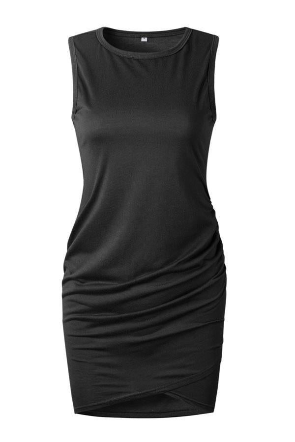 Women's Stylish Round Neck Slim Irregular Sleeveless Dress