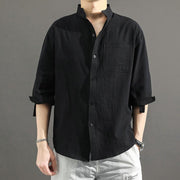 Men's Plain Cotton Linen Large Size Shirt