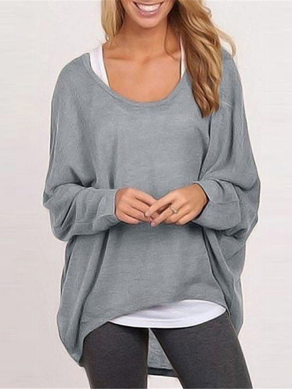 Casual 8 Colours Bat Sleeve Loose Sweater