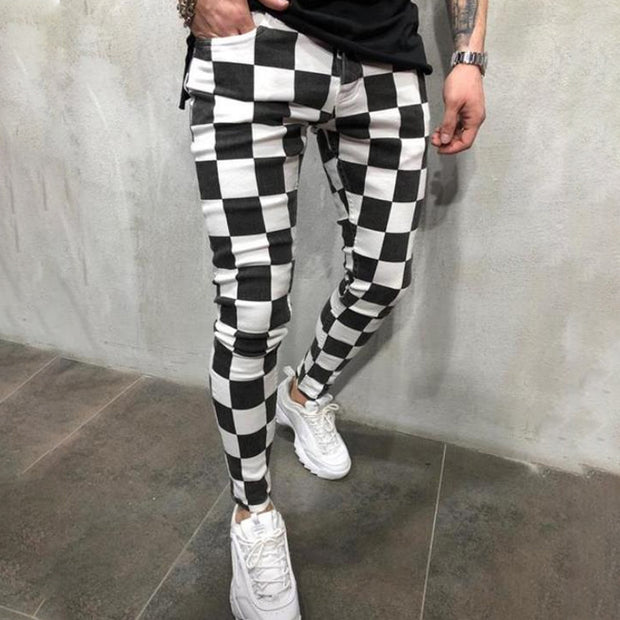 Casual Sweatpants Black White Printed Trousers