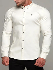 Mens Casual Muscle MenS Plain Lapel  Shirt