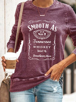 Womens Round Neck Long Sleeve Letter Printed Sweatshirt