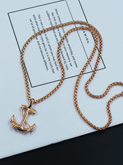 Men's retro personality anchor necklace