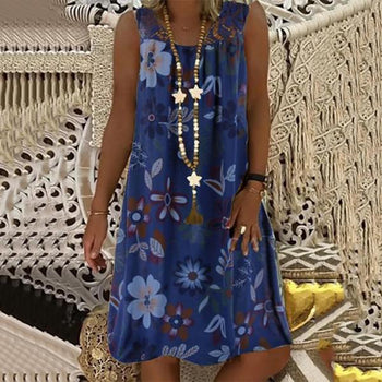 Women's Sleeveless Pullover Lace Printed Vest Dress