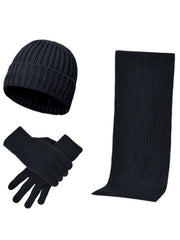 Fashion Wool Hat Scarf Gloves Three-Piece Set