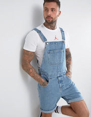 Men's Denim Bib Overall Shorts