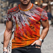 Mens Fashion Retro Casual Printed T-Shirt