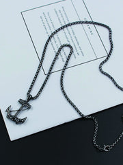 Men's retro personality anchor necklace