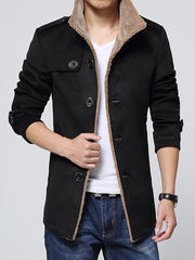 Mens Slim Fit Plus Fleece Trench Coat