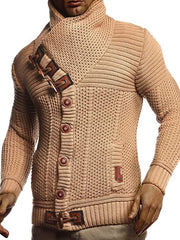 Men's Fashion Casual Button Turtleneck Sweater Coat