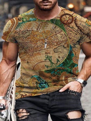 Mens Casual Short Sleeve Printed T-Shirt