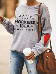 Womens Round Neck Pullover Long Sleeve Letter Printed Sweatshirt