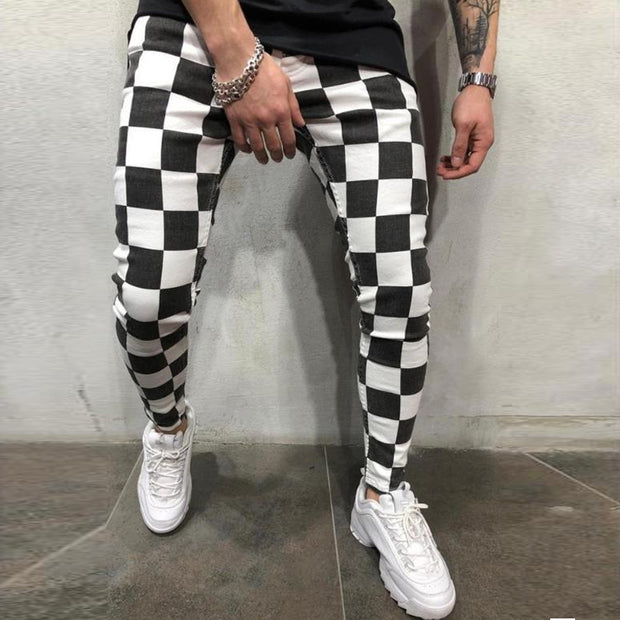 Casual Sweatpants Black White Printed Trousers