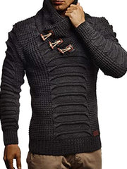 Mens Fashion Casual Stand Collar Button Sweater