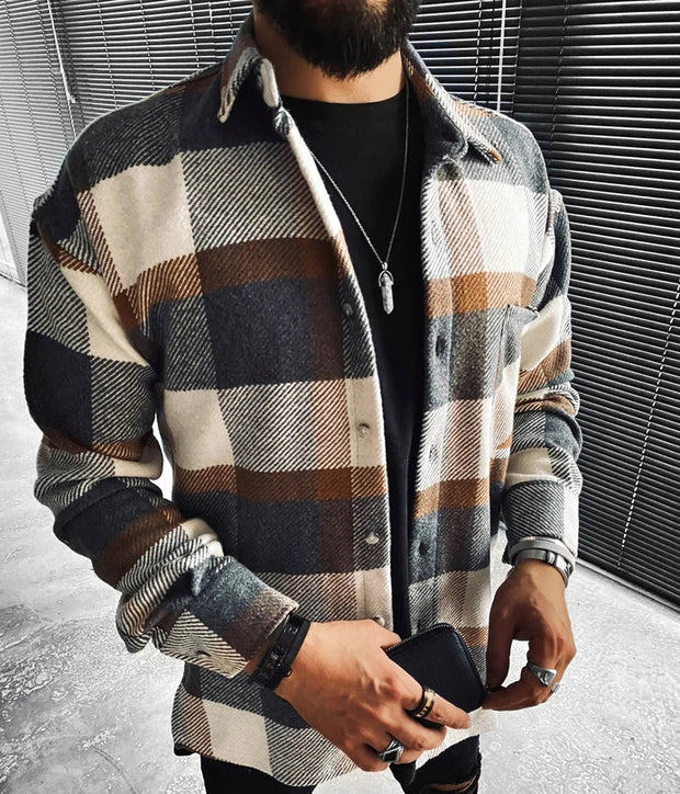 Casual fashion check texture jacket