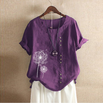 Retro Cotton Printed Short-sleeved Shirt