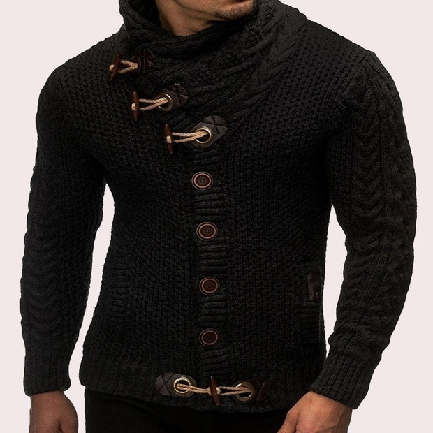 Men Casual Horn Button Warm Sweater