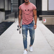 Mens smile round neck short sleeve T-shirt