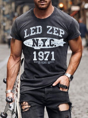 Led Zeppelin Rock Band Print Short Sleeve T-Shirt