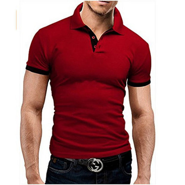 Casual Solid Short Sleeve Mens Polo Shirt