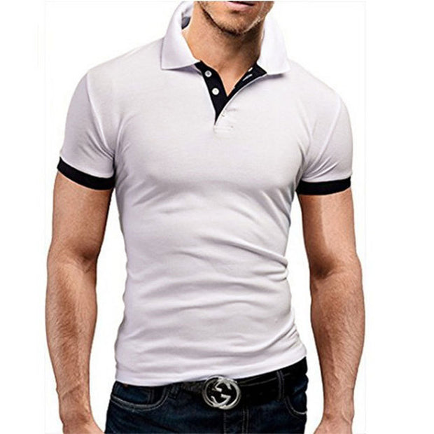 Casual Solid Short Sleeve Mens Polo Shirt