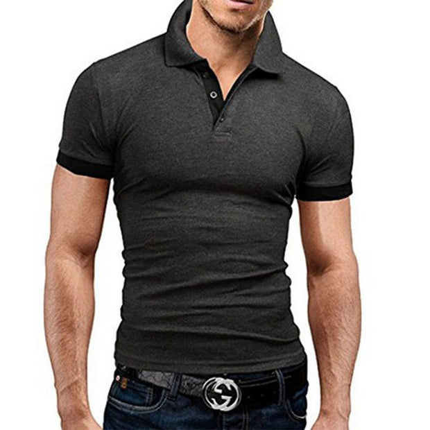 Casual Solid Short Sleeve Mens Polo Shirt