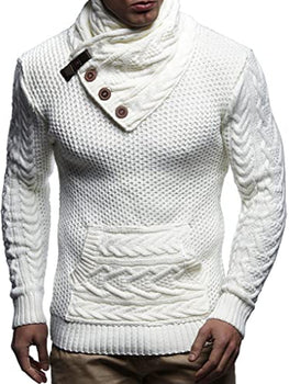 Men's Turtleneck Button Pocket Pullover Sweater