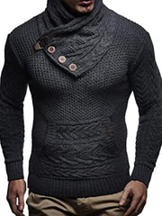 Men's Turtleneck Button Pocket Pullover Sweater