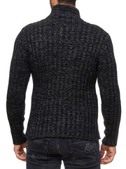 Mens Stand Collar Button Knitted Sweater