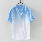 Men's Fashion Stand Collar Gradient Color Breathable Shirt