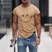 Mens smile round neck short sleeve T-shirt