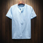 Mens Plain Casual Loose Cotton Linen T-shirt