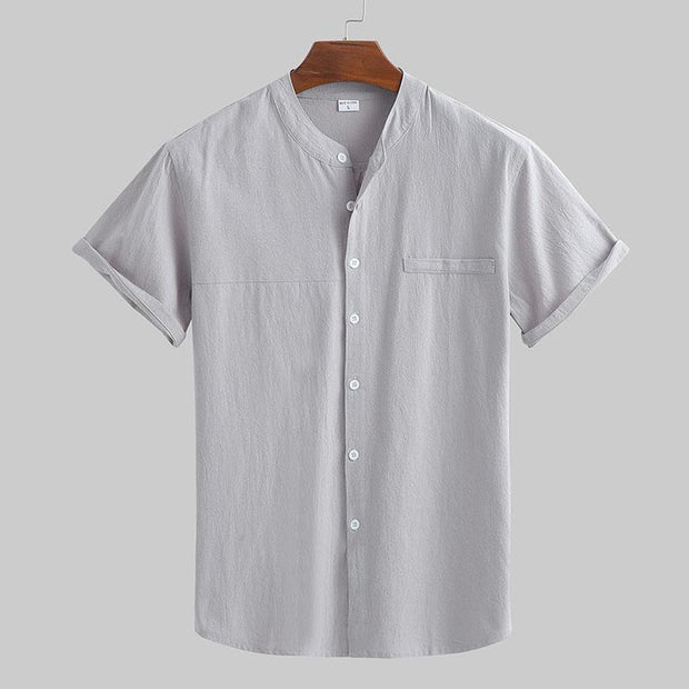 Men's Short-sleeved Stand Collar Shirt