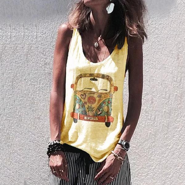 Women's Sexy Bus Printed Classic Style Vest