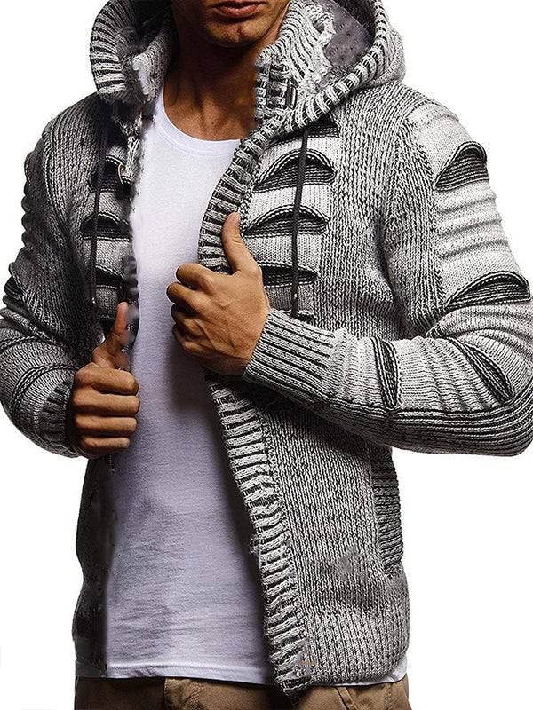 Men's Fashion Chic Plain Hooded Knit Jacket