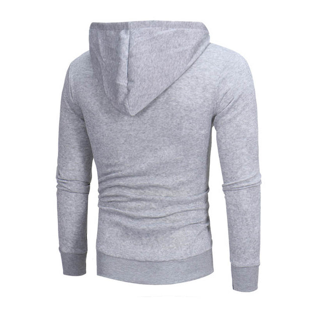 Mens new plain casual slim hooded cardigan sweater