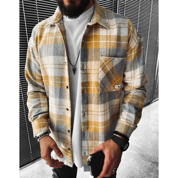 Casual Check Textured Long Sleeve Jacket