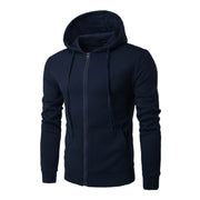 Mens new plain zipper hooded mens cardigan sweater