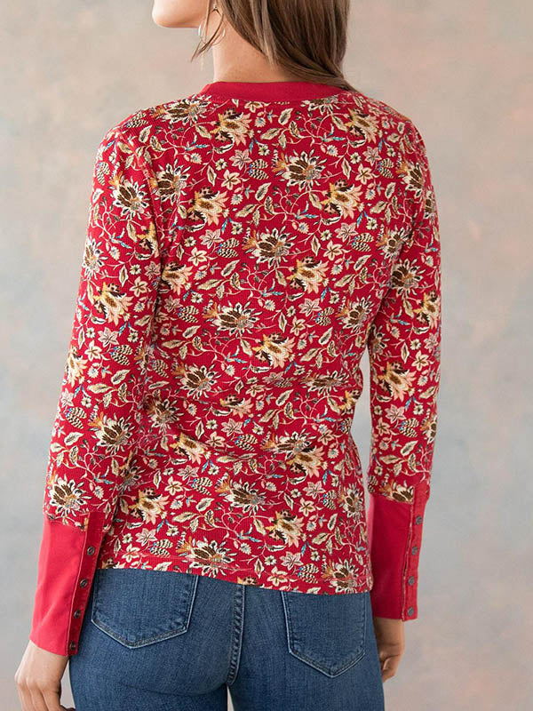 WomenS Print Round Neck Long Sleeve T-Shirt