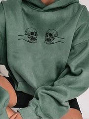 Hooded Fashion Long Sleeve Loose Skull Pullover Sweatshirt