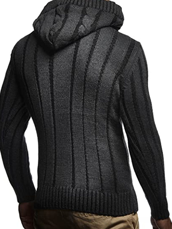 Men's Fashion Slim Stand Collar Hooded Sweater