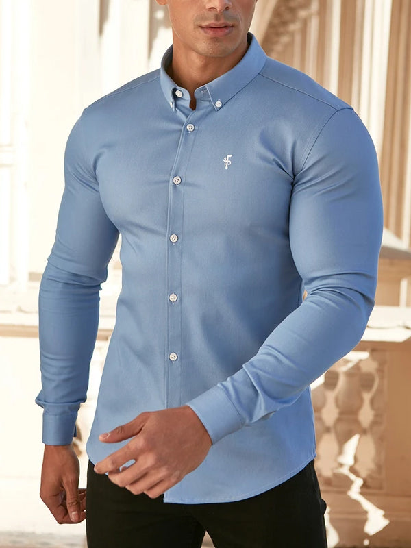 Mens Casual Muscle MenS Plain Lapel  Shirt