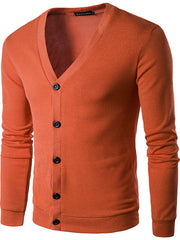 Mens Fashion V-neck Button Knit Cardigan