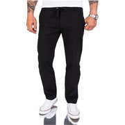 Men's Casual Plain Linen Cotton Trousers