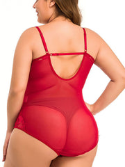 Plus Size Sexy Lace Mesh Backless Lingerie