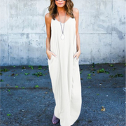 Fashion irregular sling pocket long dress