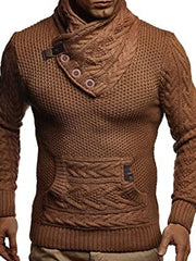 Men's Turtleneck Button Pocket Pullover Sweater