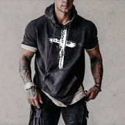 Fashion cross hooded T-shirt